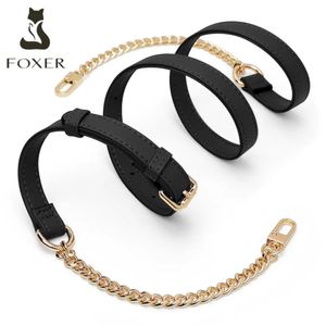 FOXER Adjustable Lady Shoulder Crossbody Bag Strap With Solid Color Leather Messenger Bag With High-Quality Chain Accessories 240422