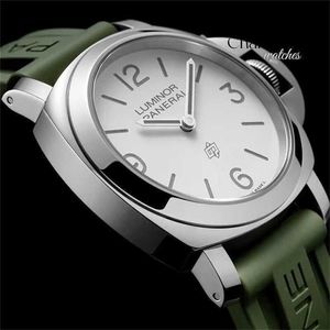 Zegarki dla mężczyzn luksusowe wodoodporne zegarek wielofunkcyjny Penerei Swiss Watch Lumino Series Manual Mechanical Męski zegarek 44 mm gumowy biały dysk PAM01087