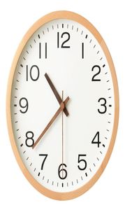 大きな丸い壁時計シンプルな木材モダンデザインウォールウォッチキッチン時計サイレントスタイリッシュなミニマリスト木時計CC60ZB388888709
