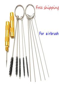 Yeni Varış Çok Fonksiyonlu 11 PCS Airbrush Püskürtme Tabancası Nozul Temizleme Onarım Aracı Kiti Paslanmaz Çelik İğre Fırçası Set 3770416