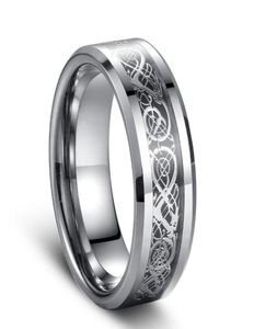 Siver Dragon inlay Tungsten Carbide Ring Punk style Fashion Jewelry traditional culture Dragon Ring 8mm wide s for couples America3592319