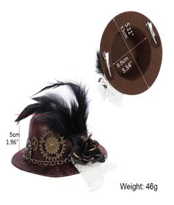 Beretti Donne Halloween Mini cappello a cilindro Gothic Cappello Steampunk Chain Feather Flower Flower Affastore Capelli Victorian Fancy Dress Co4347090