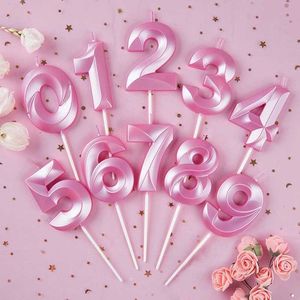 Ljus 3D -nummer Cake Decorating Candles Colorful Cake Topper Birthday Party Memorial Day Girl Happy Birthday Cake Topper Decoration D240429