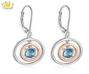 Natural Blue Topaz 925 srebrny klipsek kolczykowy Rose Gold Elegancki kolczyk Kobiety Ulubione kolczyki Prezenty imprezowe 20092426478