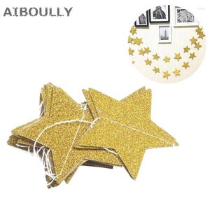 Party Decoration 2M Gold Glitter Wall Hanging Paper Star Garlands Birthday String Chain Wedding Banner Handmade Children Room Home Decor