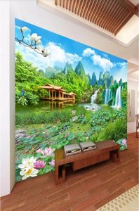 3d wallpaper custom po mural Giant landscape fairyland Zhulou Waterfall 3D landscape background wall landscape 3d home improvem3200783