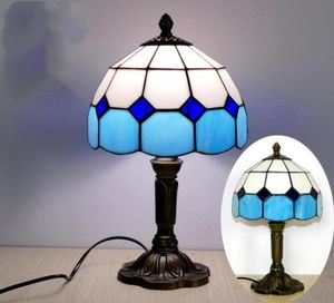 Mediterranean Style Restaurant Bar Cafe LED Vintage Desk Lamp Bedside Colorful Glass Table Lamps Nightstand Light Bedroom LampNO 3150937