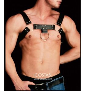 Men039s Sexy Black Leather Collent Flerting Bondage Sexy PU Couro Arnês Gay Man Roupa Tops de Nightwear Sexo Desgaste q11257880452