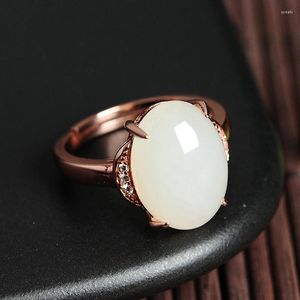 Cluster Rings 925 Silver Inlaid Natural Jade White Large Egg Face Ring Authentic And Tianyu High-grade Atmospheric Hand Jewelry Ri