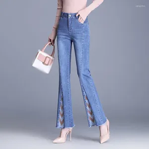 Jeans femininos Moda de streetwear mulheres Slim Slit Slit Micro Flado coreano Spring Autumn Office Solid Lady Lady Loose Jeants Denim