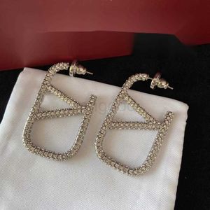 2023 earrings designer for women stud luxury gold heart shape pearl crystal gold double V letter 925s silver jewelry classicFHVI