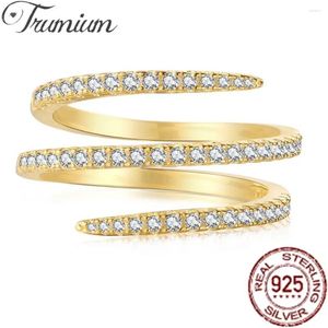 Anelli a grappolo Trumium 925 Sterling Silver Creative Meteor per Women Luxury 18K Gold placcato 5A Zircon Line Gioielli Regali di gioielleria da sposa