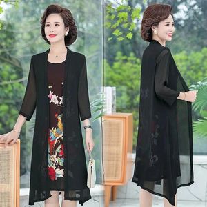 Casual Dresses Old People Mom Chiffon Outfit Dress Spring Summer And Clothing Large Size Mid Length Version Fashion Two Piece Set Vestidos