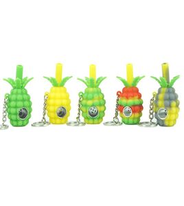 Flera färger Portable Ananas Håller mini Handrör rökrör Oilrigg med metallskål Keychian4170161