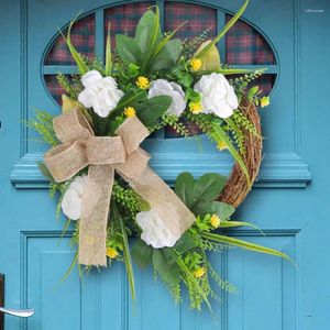 Decorative Flowers Fashion Exquisite Workmanship Artificial Wreath Simulated Create Vitality Front Door Hanger Magnolia Party Decoration