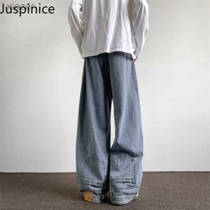 Men's Jeans Distressed Jeans mens oversized casual high street floor drag wide leg pants washed in the United States mens Trousers mens clothing WX