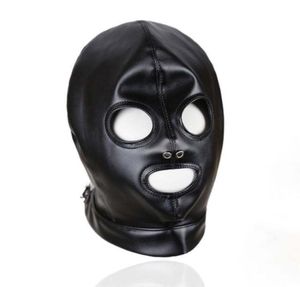 Bondage Quality Soft PU Leather Breathable Mask Hood Open Mouth Eyes Wet look Q769750869