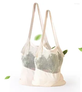 Shopping Bags Fashion Reusable Cotton Mesh Fruit Bag String Grocery Storage