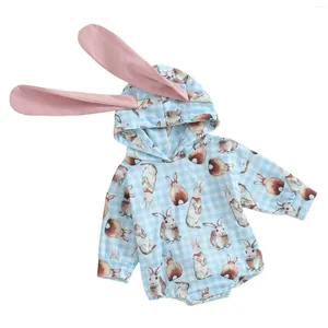 Hair Accessories Infant Boys & Girls Easter Outfit Long Sleeve Plaid Print Hooded Ears Romper Kids Preemie Clothes Girl