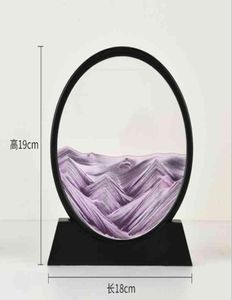 16cm Moving Sand Art Picture Silver Frame Round Glass 3D Deep Sea Sandscape In Motion Display Flowing Sand Frame H09224975563