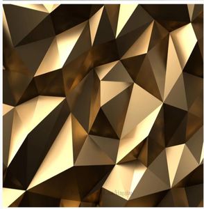 Sfondo per murali 3D per soggiorno Golden basso Polygon astratto Spazio 3D Sfondo 3D Wall1132568