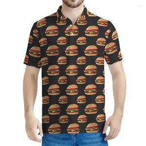 Polos masculinos Camisa pólo gráfica de hambúrguer de hambúrguer para homens crianças 3d Cartoon Food Food Tees Casual STREATHEATH S-SHIRT SLANECA CURTA