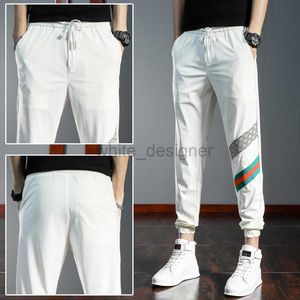 Designer Jeans Mens Summer thin ice silk casual pants men's fashion brand fashion versatile sports quick drying pants slim Leggings