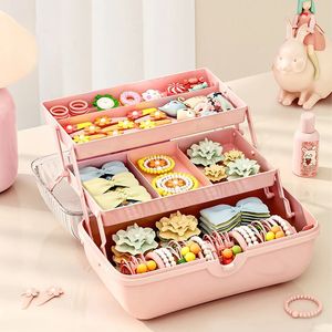 Multi-Layer Hairpin Organizer Cute Girl Jewely Case Head Rope Pannband Display Rack Barntillbehör Lagring Box 240430