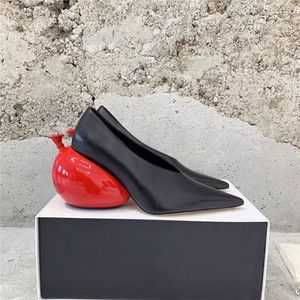 GAI Red Balloon Heel Women Pumps Sexy Pointed to Strange High Heels Black Prom Dress Wedge Designer Valentine Shoes