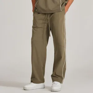 Men's Pants Sport Sporty Summer Street Style Trousers Drawstring Long Trouser Straight Leg Slacks Male Outdoor Streetwear