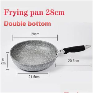 Pannor Dålig stenstekning Wok Pan Nonstick Ceramic Pot Induction Fryer Steak Cooking Gas Poise Skillet Cookware Tool för kök Set D Dhdny