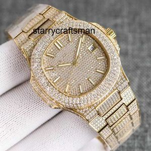 Movement Watch VVS Diamond Watch Mens Full Automatic Mechanical Wristwatch 40mm rostfritt stål Diamonds Strap Sapphire Life Waterproof Design Wristwatches G