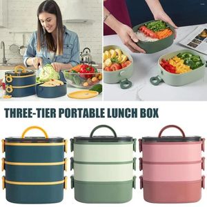 Servis DIY Lunch Box 2000ml Three Layer Stackbar Bento Sealed Leak Proof Microwave Portable Student Kitchen Supplies