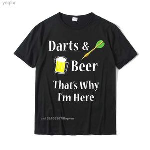 Camisetas masculinas Darts Camiseta divertida de cerveja Adequada para jogadores de dardas T-shirt com algodão regular masculino TOP T-SHIRTL2405