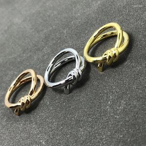 Cluster Rings 925 Sterling Silver Knotted Ring Women Jewelry Plating 18k Rose Gold Fashion Fine Jewellery Valentine Gift