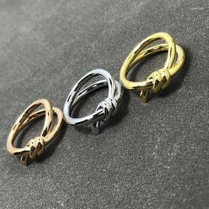 Klusterringar 925 sterling silver knutna ringkvinnor smycken plätering 18k rosguld mode fint smycken valentin gåva