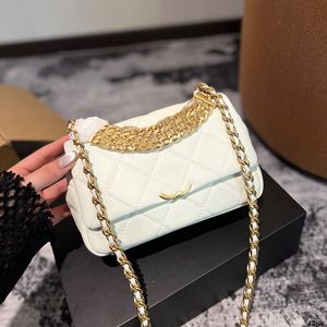 Łańcuch o szerokości 24c luksusowy torebka moda dla kobiet na ramionach skórzana diamentowy gingham złoty sprzęt metalowy cc klamra matelasse łańcuch crossbody torebka makijażu 21 cm