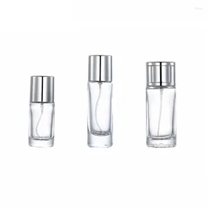 Storage Bottles Clear Bottle Packing Glass Perfume 20ML 30ML 50ML 10Pcs Round Shape Parfum Silver Spray Pump Refillable Cosmetic Mist Vials