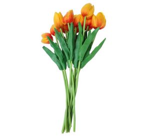 10pcs Lale Çiçek Lateks Düğün Buket Dekor Kaliteli Çiçekler için Gerçek Touch Turuncu Tulip9352057