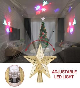 Christmas Tree Top Light Star Shape Adjustable LED Snowstorm Snowman Stripe RGB Projector Lights Christmas Decoration EU PLUG 20104187017