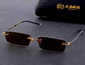 Vazrobe Glass Sunglasses Male Ladies Rimless Sun Glasses for Men Brown Stone Lens Anti Scratch Brand Designer Vintage Eyewear CX201421481