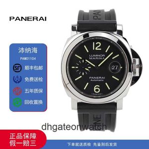 PENERAA High End Designer Watches for Series Mechanical Mechanical Mechonical Watch 44mm calendário à prova d'água PAM01104 ORIGINAL 1: 1 com logotipo e caixa reais
