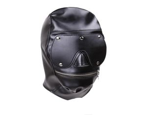 BDSM Sex Hood Head Mask Zipper Abbattinate Torture Torture Landage Fetish Fetish Fetishes per uomini in pelle faux nera GN3124007380858