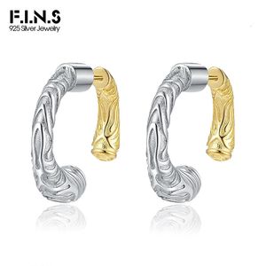 F.I.N.S Original S925 Pure Sterling Silver Gold Color Stiching Tangcao Mönster C-formade örhängen Push-Back Piercing Ear Jewelry 240428