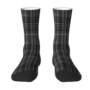 Meias masculinas Black Grey Plaid Sock Men Mulheres Mulheres Meias Polysters Customizável Hip Hop