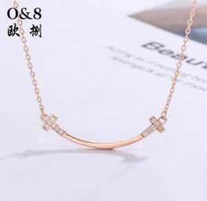 Pendant Necklaces necklace S925 sier Nelace women's fresh simple inlaid diamond double T versatile pendant clavicle chain je222i8146685