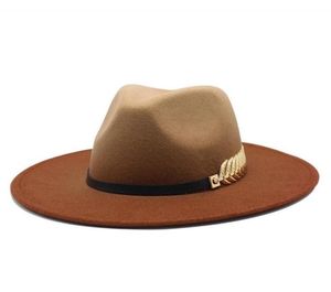 Gradient Autumn Winter Sun Hat Women Men Fedora Hat Classical Brim Feel Felt Foppy Cloche Cap Chapeau imitacja wełniana cap6675115884192