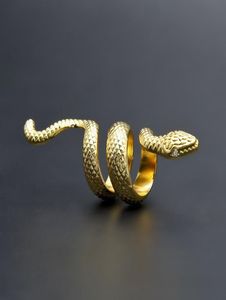 Gold Silver Mens Hiphop Style Snake Ring Fashion Punk Animal Shape Rings Mens Fashion Hip Hop Jewelry6140712