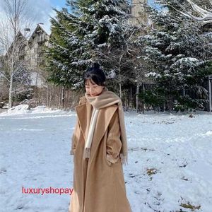 Maxmaras Womens Wrap Coat Camel Hair Coats Sun Li Samma stil 23 Autumnwinter Mid Length Mara Woolen Fleece Manuela Rjei