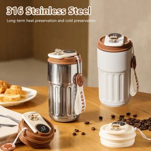 Smart Thermo Bottle Water LED Digital Temperature Coffee Copo Copo de aço inoxidável Vacuum Flask para acampar Natal 240415